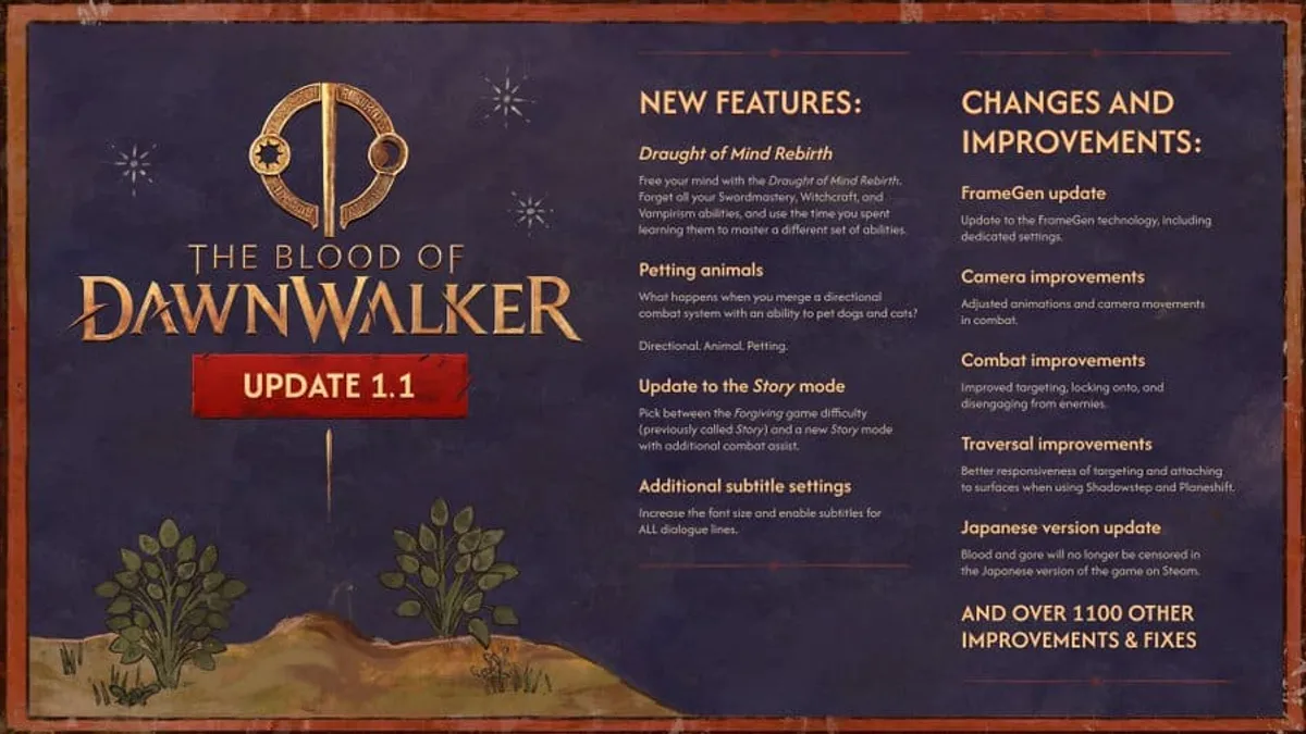 Infografis resmi isi The Blood of Dawnwalker Update 1.1