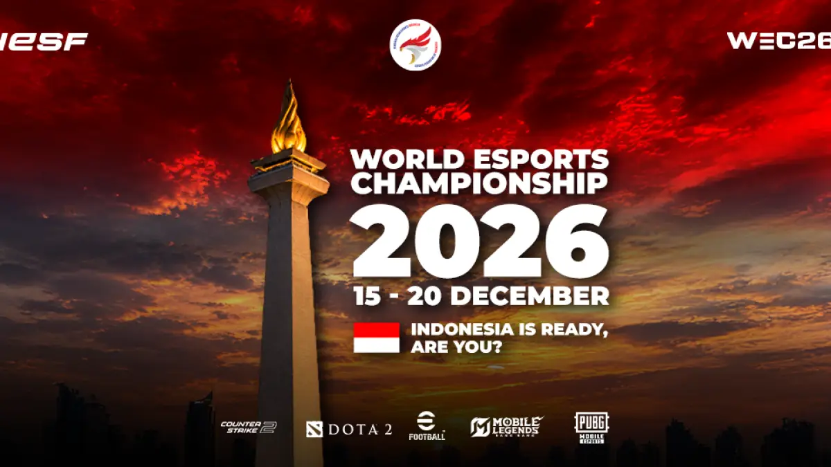 Poster IESF WEC 2026 yang digelar 15 sampai 20 Desember