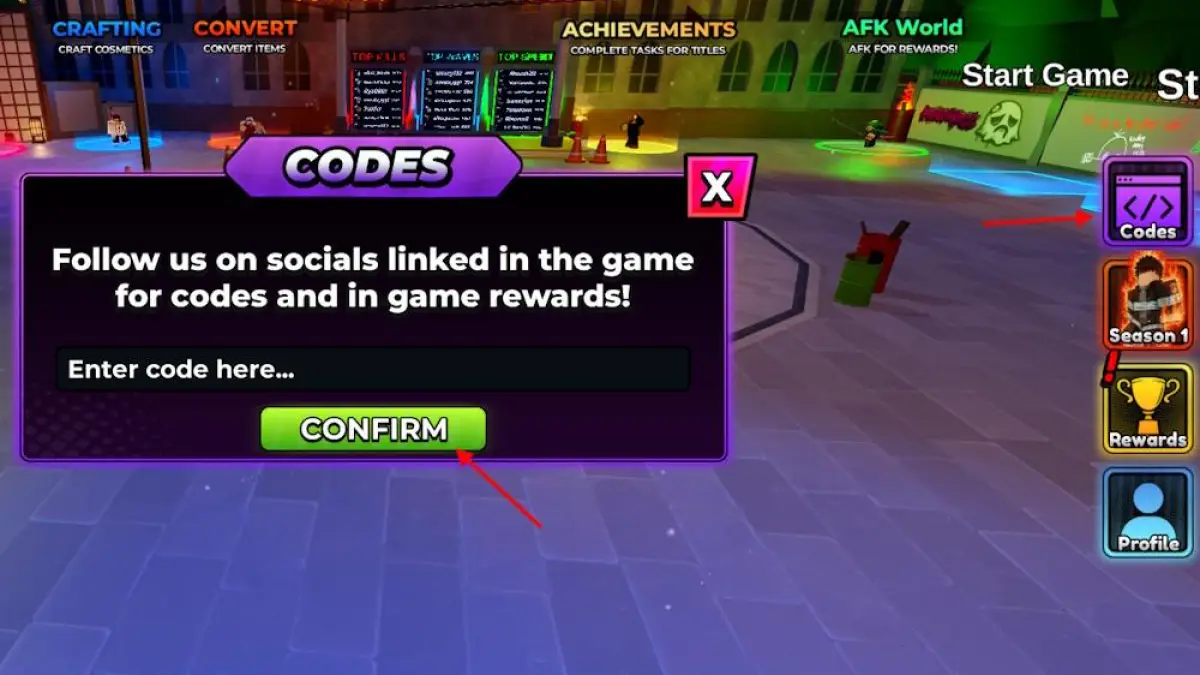Menu Codes di game untuk redeem kode Anime Apocalypse Oktober 2026