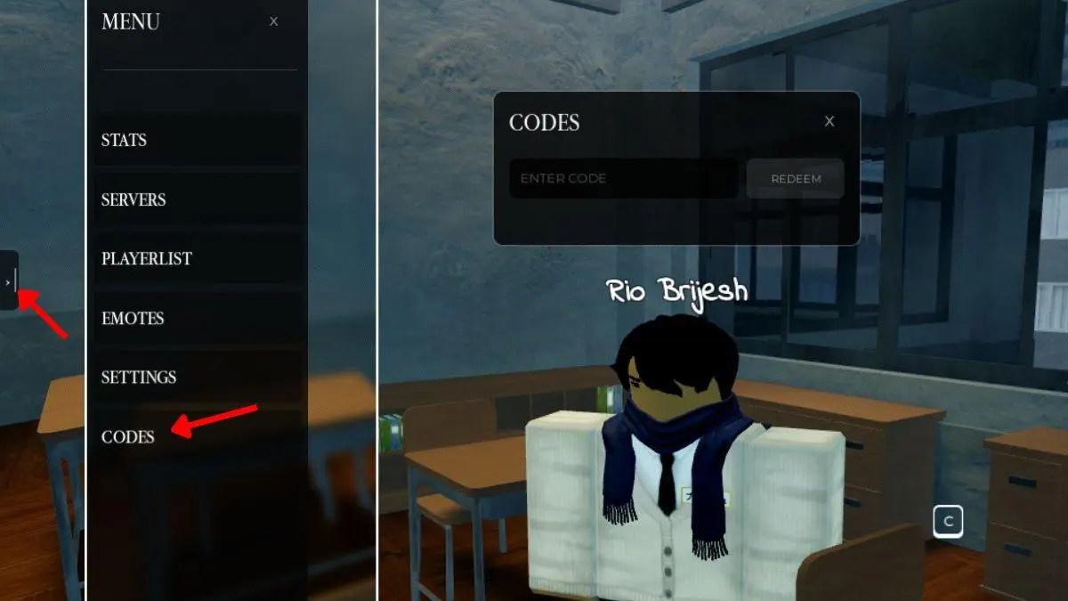 Menu Codes untuk redeem kode Gakuran Oktober 2026